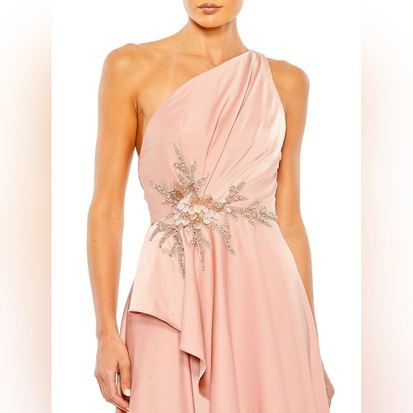 Mac duggal Rose One Shoulder NWT  Waist embellished with sequins/rhinestones 8 - Picture 3 of 7